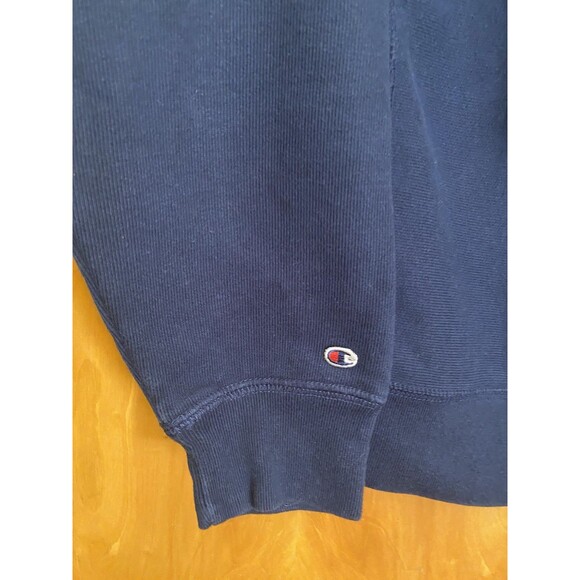 Champion Sweatshirt 90s XL Faded Navy Blue Embroidered V-Notch Neck  Unisex - Picture 7 of 7